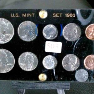 US Coin Set - 1960 Uncirculated Mint Set in Capitol Holder 10 Coins - Silver included in set